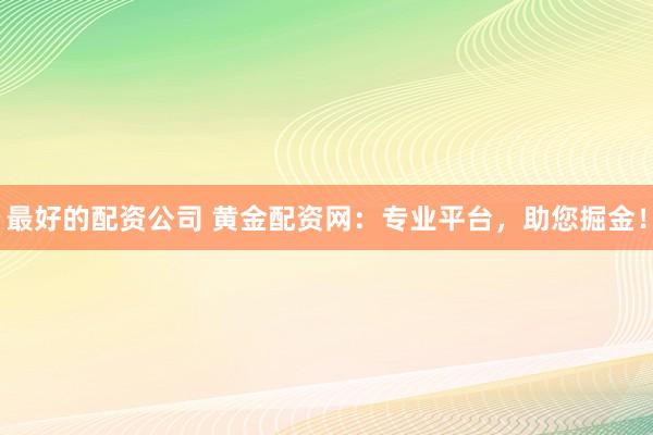 最好的配资公司 黄金配资网：专业平台，助您掘金！