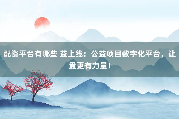 配资平台有哪些 益上线：公益项目数字化平台，让爱更有力量！